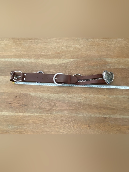 Zara Dark Brown Leather Men’s Belt with Silver Chain & Rings main image 6